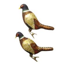 GLASS PHEASANT CLIP ON CHRISTMAS DECORATIONS